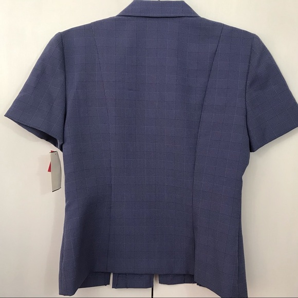 2 pc Suit Set Short Sleeve Zip Blazer and Skirt Business Purple - Picture 6 of 8